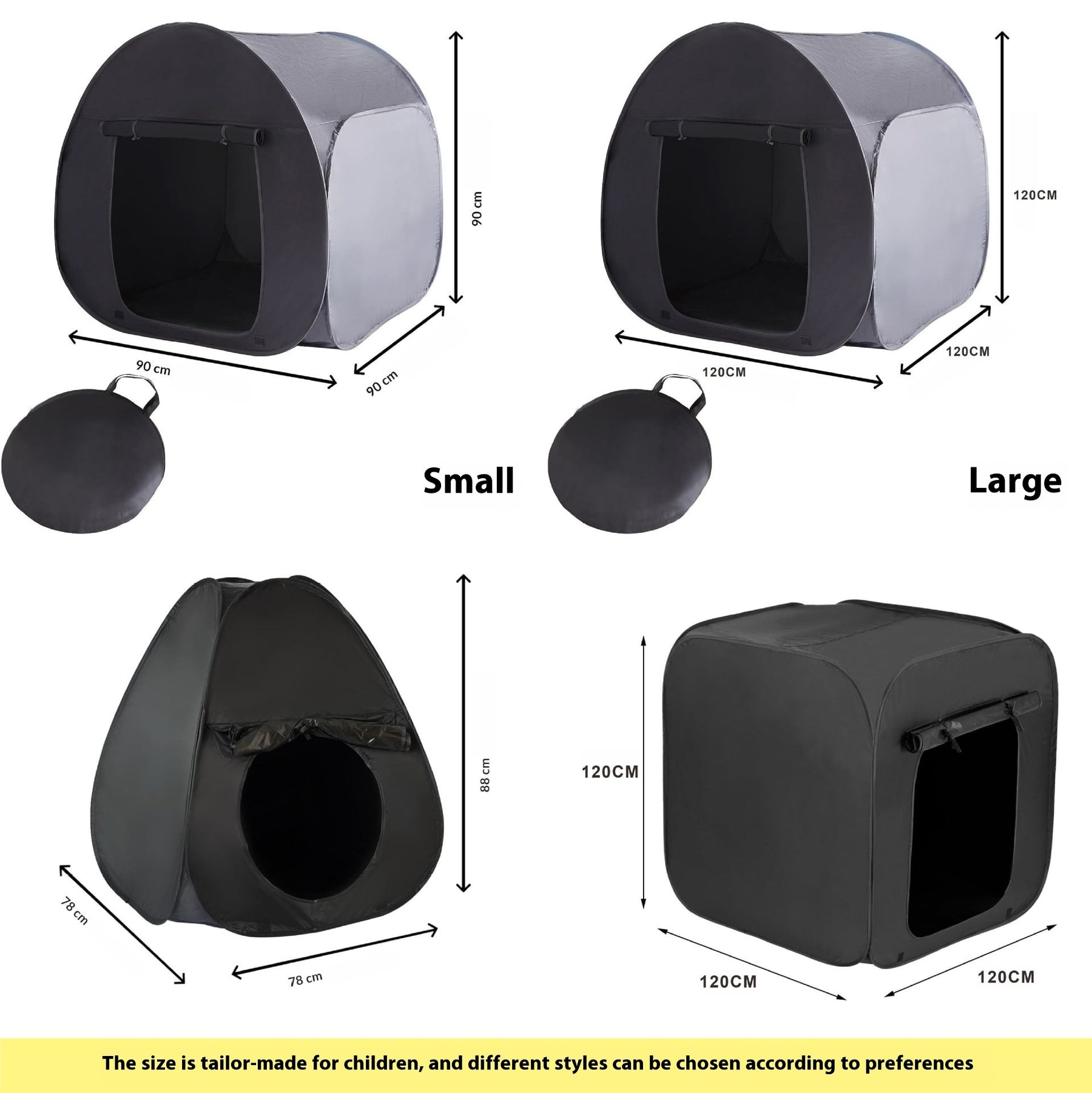 Sensory Blackout Tent - small, medium, large varieties for children