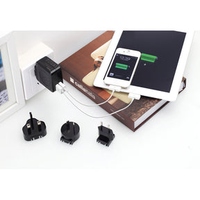 TravelMate Multi Plugs USB Wall Charger Adapter 4.2 A US UK EU AU Plugs with Car Charger