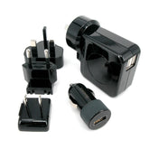 TravelMate Multi Plugs USB Wall Charger Adapter 4.2 A US UK EU AU Plugs with Car Charger