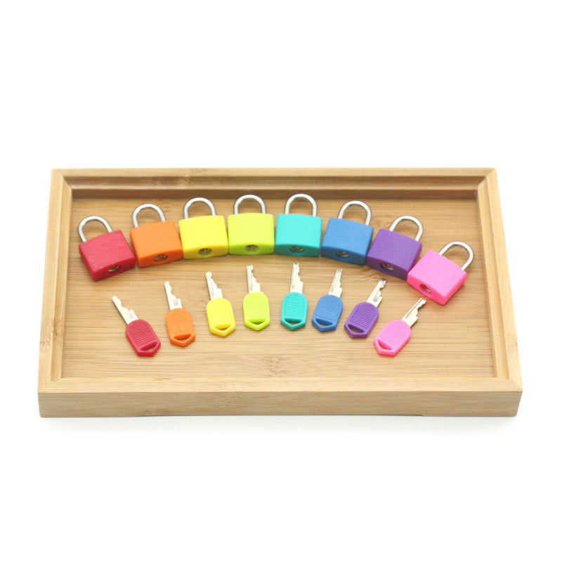 Montessori Toy - Coloured Padlocks with Sliding Wooden Lid