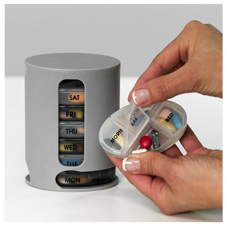 Mini Pill Storage Pill Box, Portable One-week Distribution Pill Box