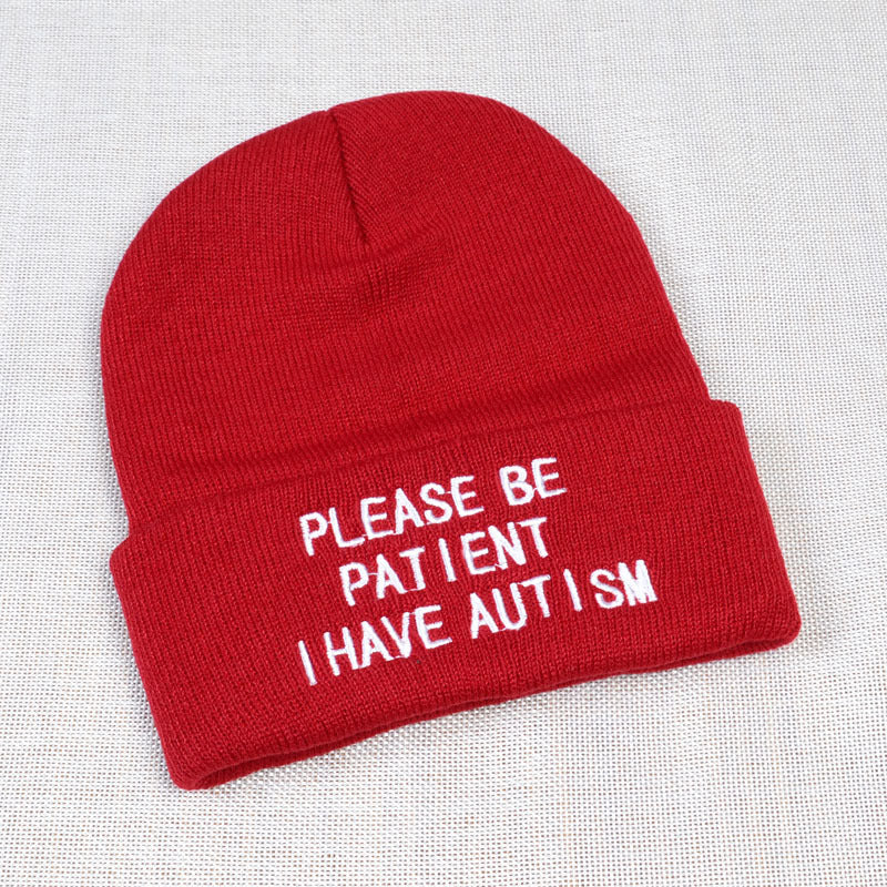 Please Be Patient I Have Autism Woolen Cap Winter Warm