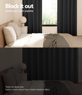 Blockout Curtains - Eyelet 140x230cm Black