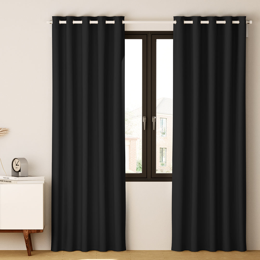 Blockout Curtains - Eyelet 140x230cm Black