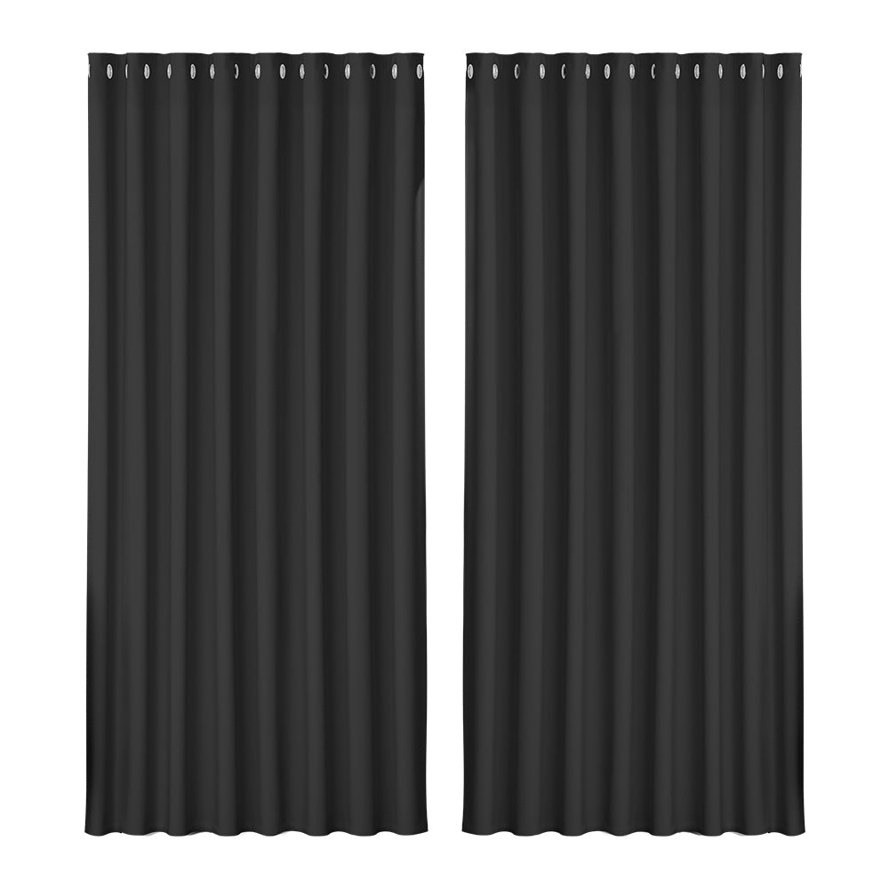 Blockout Curtains - Eyelet 300x230cm Black