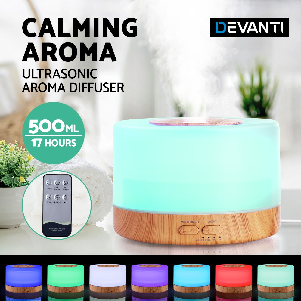 DEVANTI Aromatherapy Diffuser - Transparent with LED Light