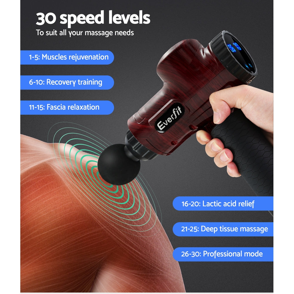 Everfit Massage Gun 6 Heads Electric Massager LCD Vibration Percussion Relief