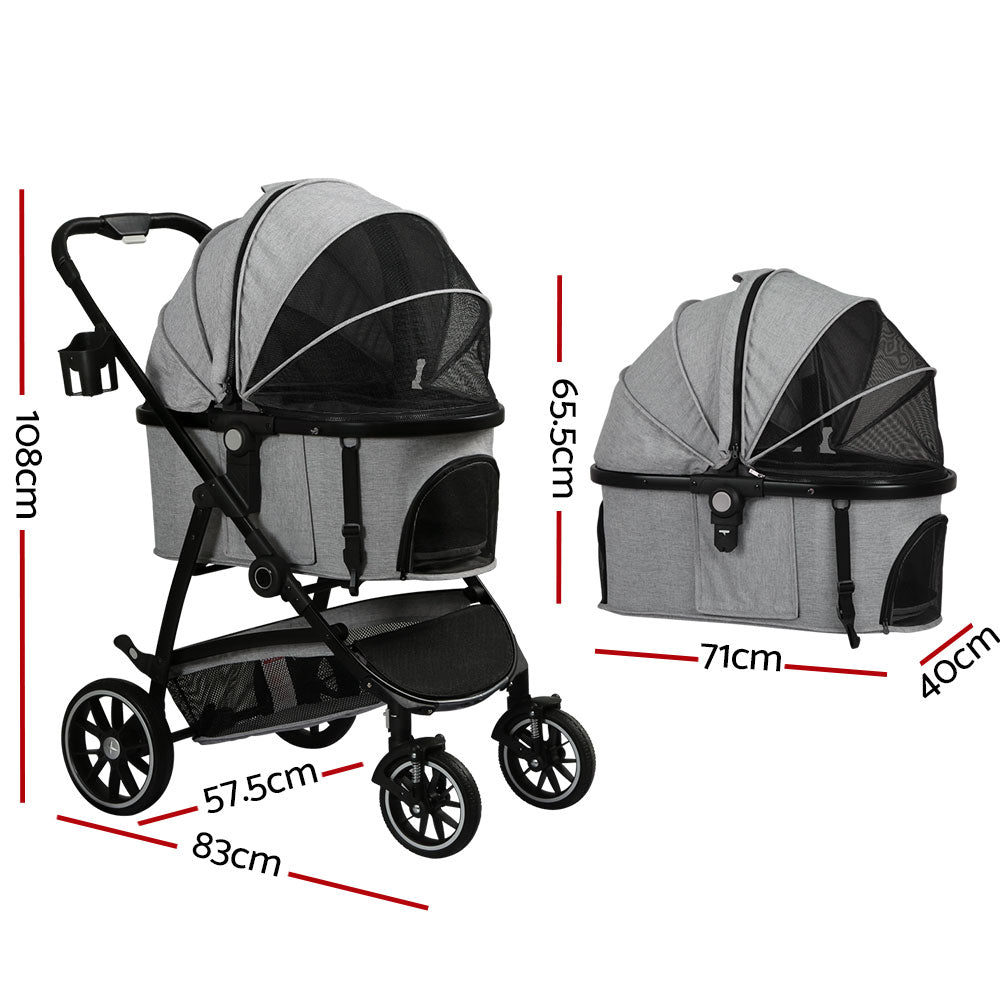 i.Pet Pet Stroller Pram Large Dog Cat Carrier Travel Pushchair Foldable 4 Wheels