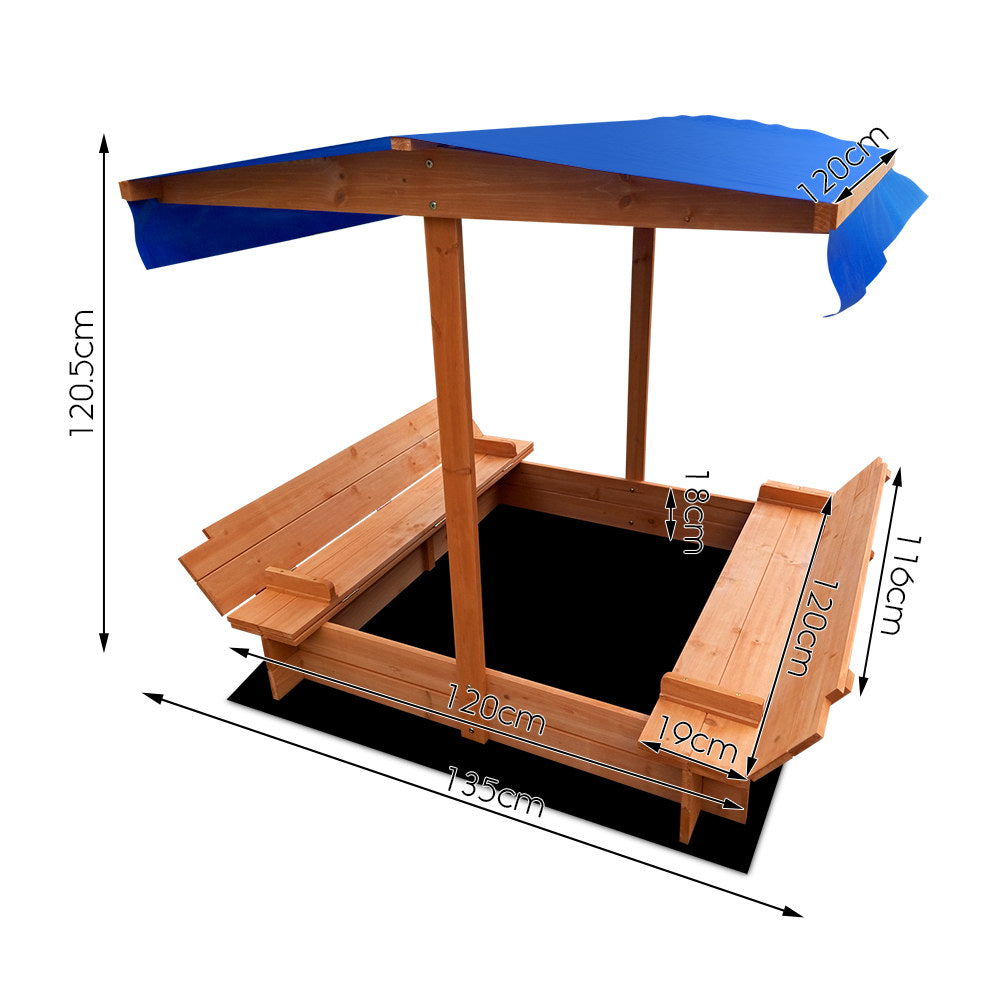 Keezi Wooden Outdoor Sand Box Set Sand Pit- Natural Wood