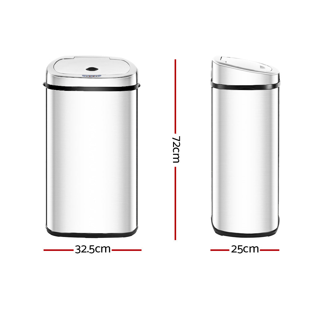 Rubbish Bin - Stainless Steel - 50L Motion Sensor