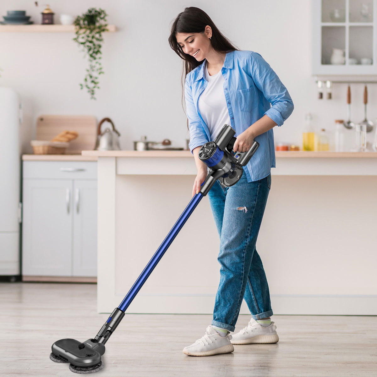 MyGenie X9 Twin Spin Turbo Mop Vacuum Cleaner Floor Mopping Cordless - Blue