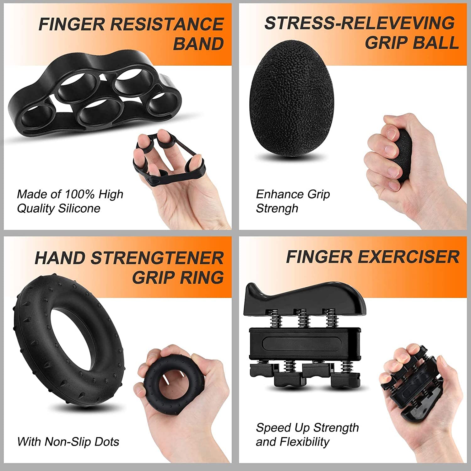 Adjustable Resistance Hand Exerciser Workout Kit - 5 Piece Kit