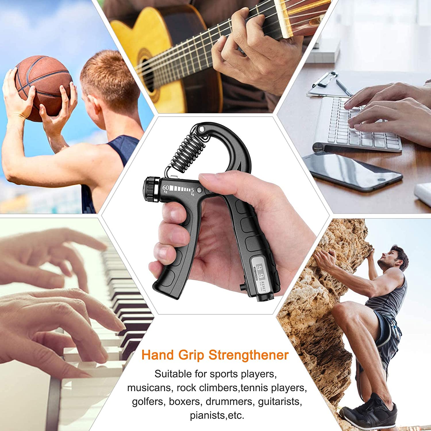 Adjustable Resistance Hand Exerciser Workout Kit - 5 Piece Kit