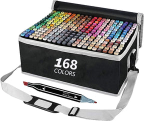 Permanent Marker Set - Premium collection including 168 colours and zipped carry case