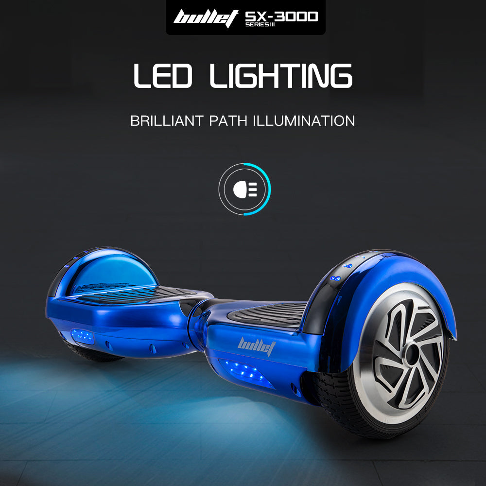 BULLET Gen III Hoverboard Scooter 6.5 Wheels Colour LED Lighting Ca