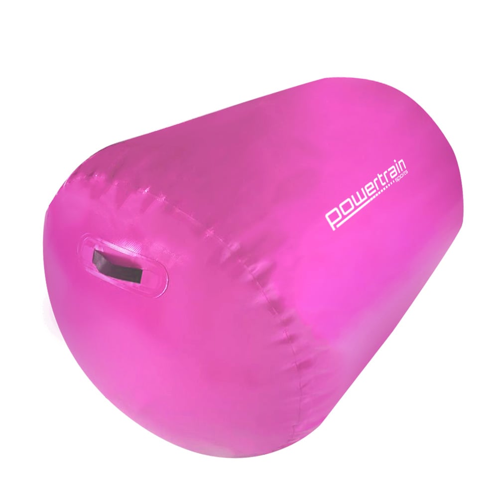 Powertrain Sports Inflatable Gymnastics Air Barrel Exercise Roller 120 x 75cm - Pink