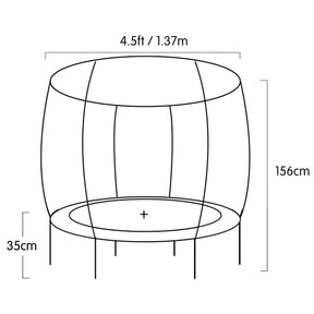 Kahuna 4.5ft Trampoline Round Free Safety Net Spring Pad Cover Mat Outdoor Green Pink