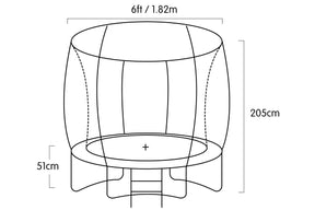 Kahuna Classic 6ft Trampoline Free Ladder Spring Mat Net Safety Pad Cover Round Enclosure Basketball Set - Purple