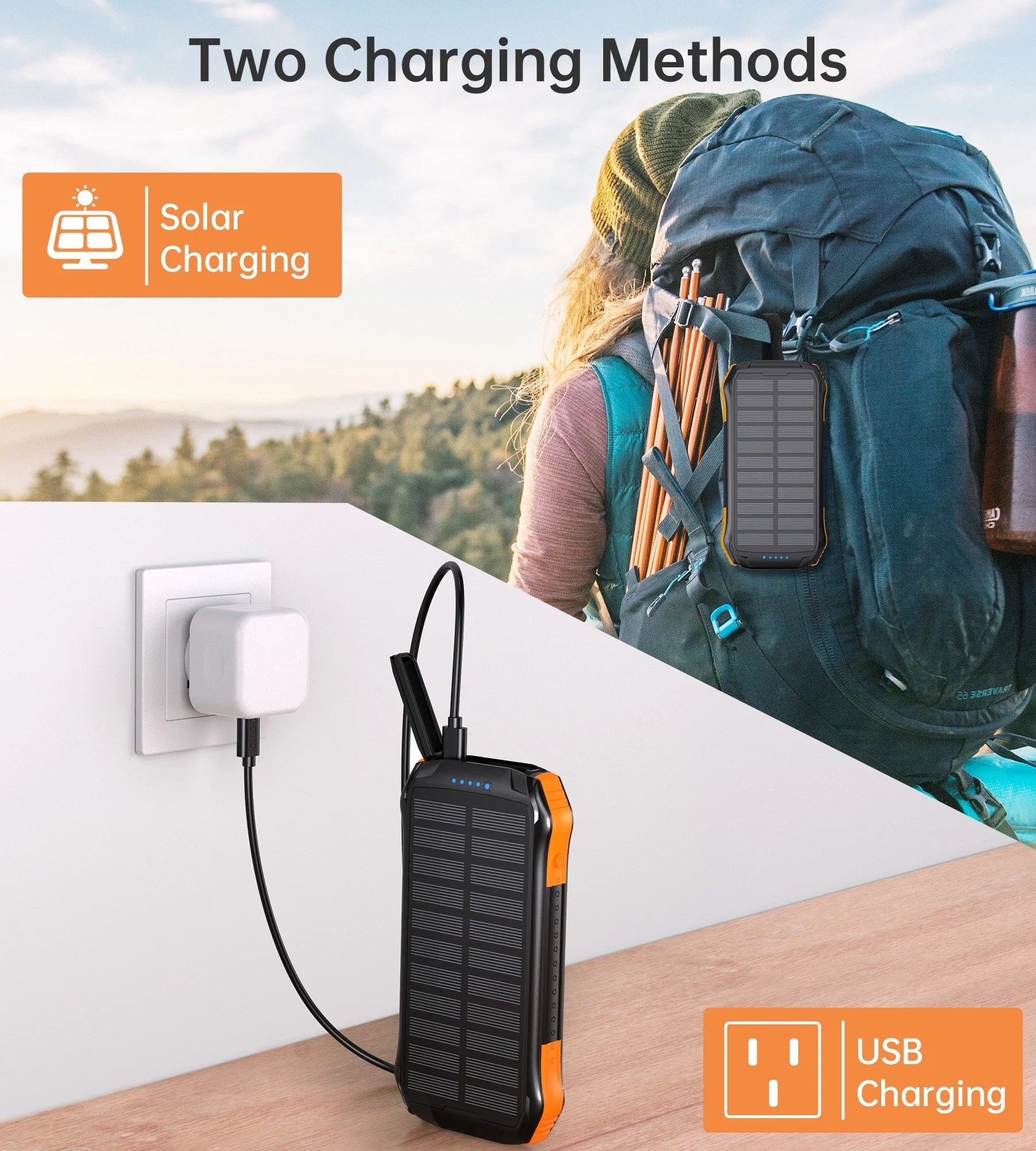 Solar Power Bank - 20,000mAh