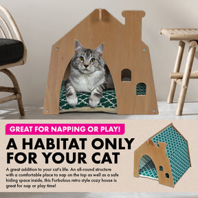 Pet Basic Chimney Cozy Green Cat House Waterproof Mattress 52 x 47cm x 50cm