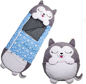 Kids Sleeping Bag Happy Children Toy Plush Grey Husky Large