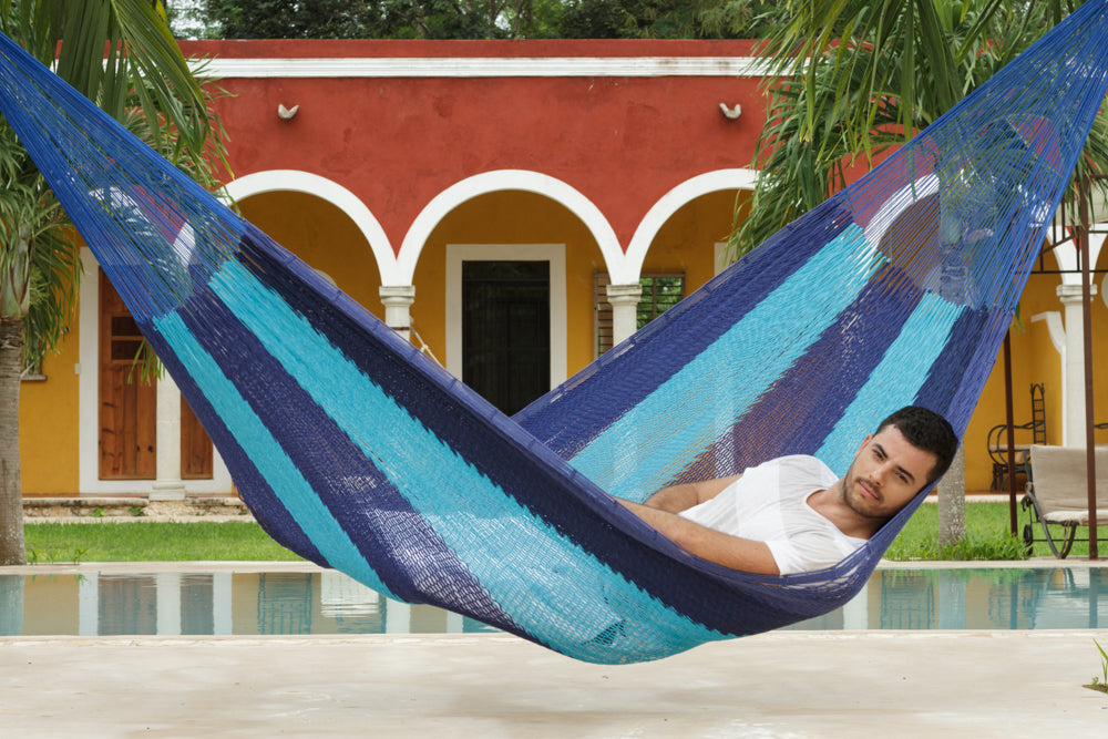 utdoor undercover cotton Mayan Legacy hammock King size Caribean Blue