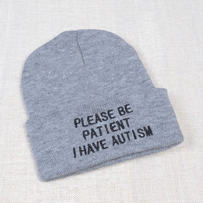 Please Be Patient I Have Autism Woolen Cap Winter Warm