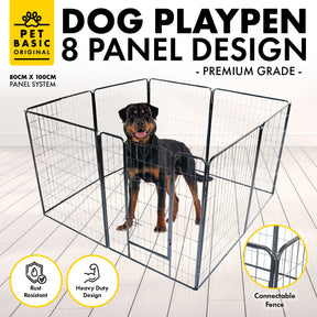 Pet Basic 8 Panel Pet Playpen Exercise Enclosure Cage Puppy Dog 80cm x 100cm