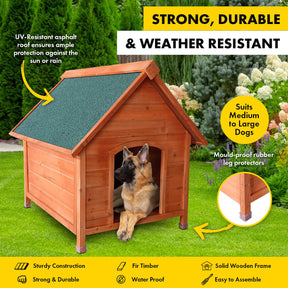 Pet Basic Dog Kennel A Frame Weather Resistant Timber Elevated Base 103cm